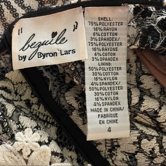 Beguile by Byron Lars Melange Lace Pencil Dress in Black and Ivory - Picture 7 of 12